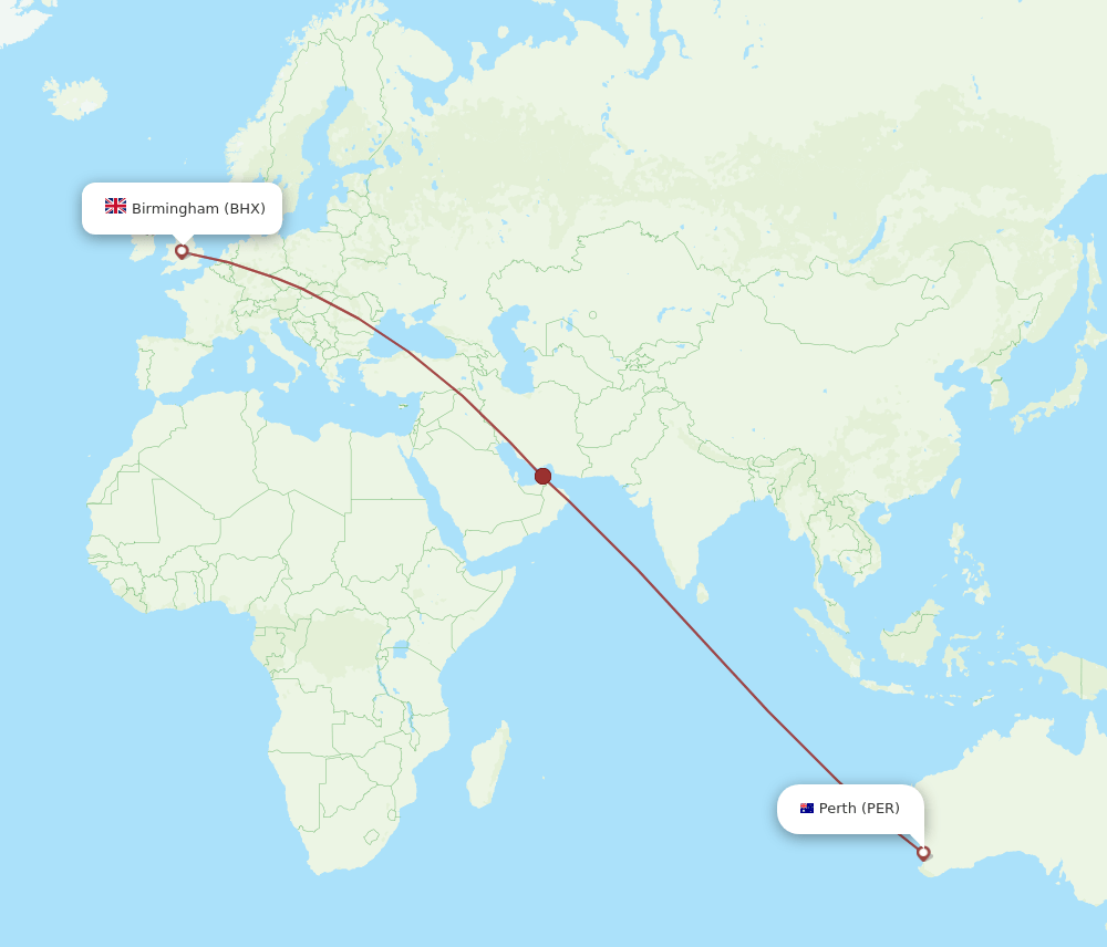 PER-BHX flight routes