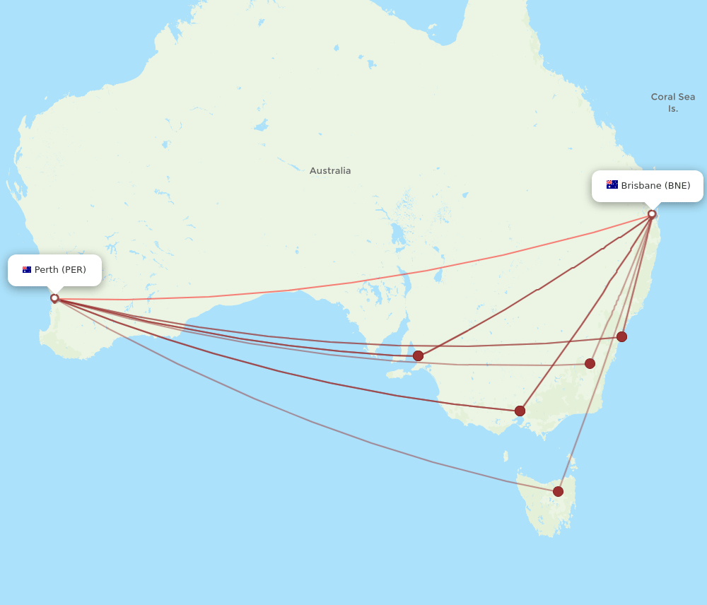 PER-BNE flight routes