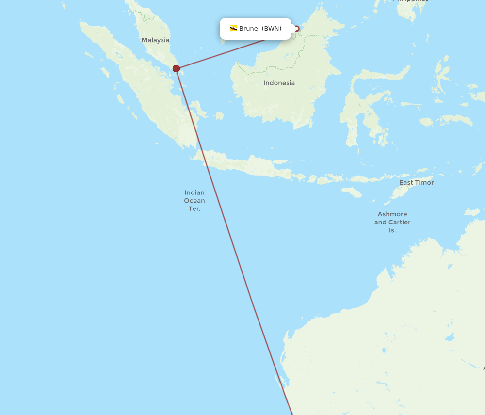 PER-BWN flight routes