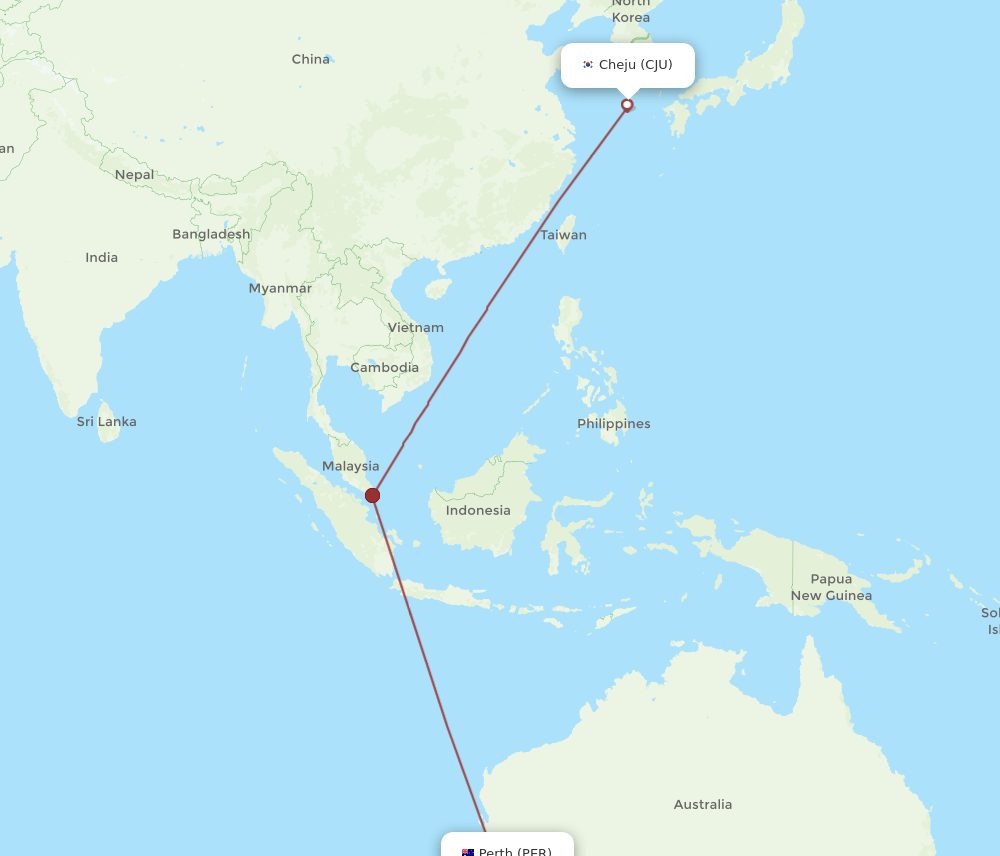 PER-CJU flight routes