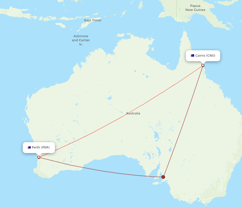 PER to CNS flights and routes map