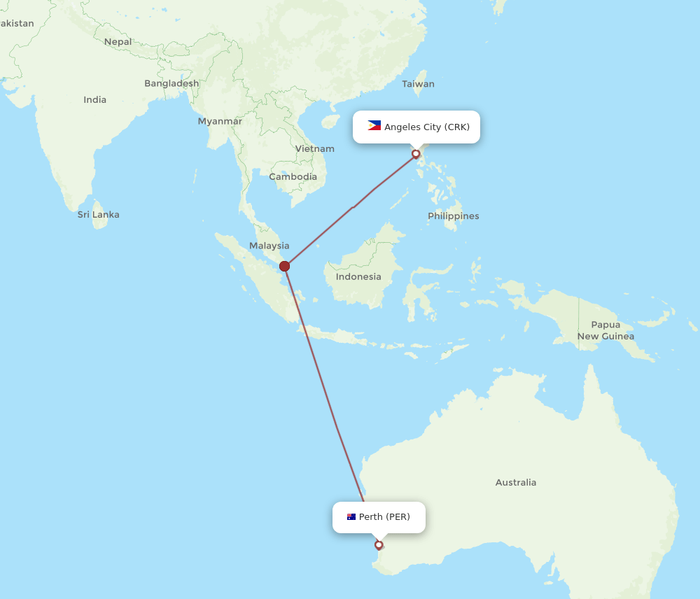 PER-CRK flight routes