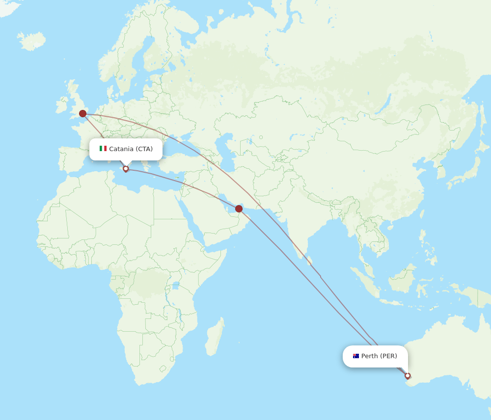 PER-CTA flight routes
