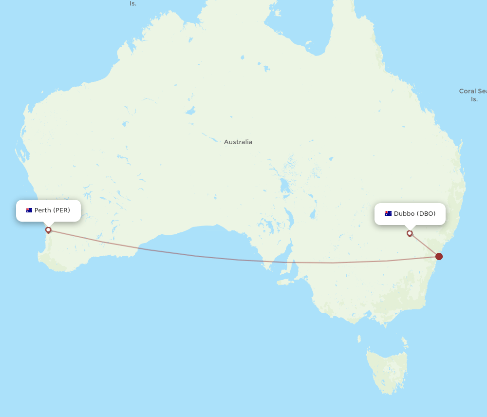 PER-DBO flight routes