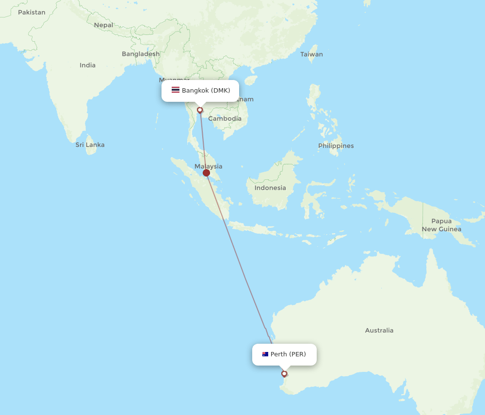 PER to DMK flights and routes map