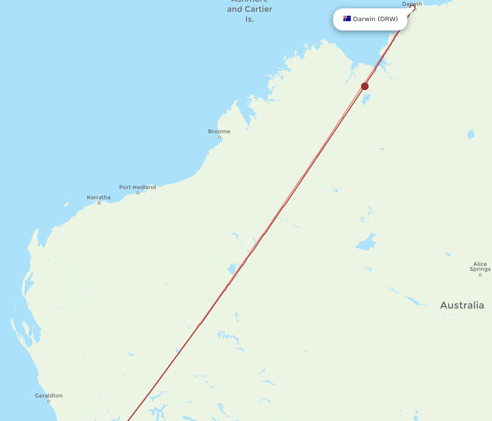 PER to DRW flights and routes map