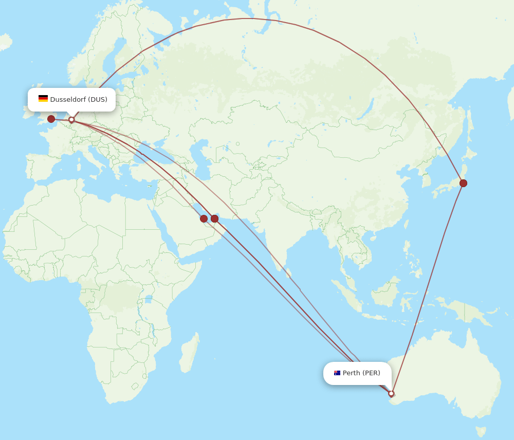 PER-DUS flight routes