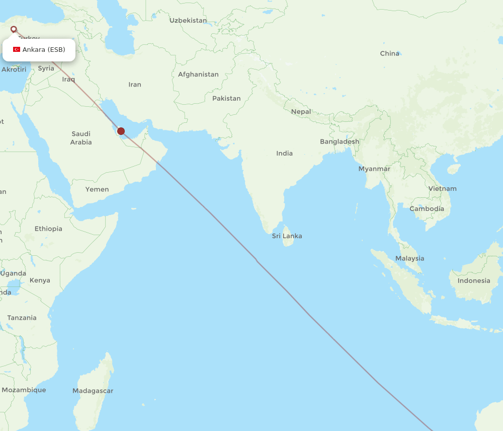PER-ESB flight routes