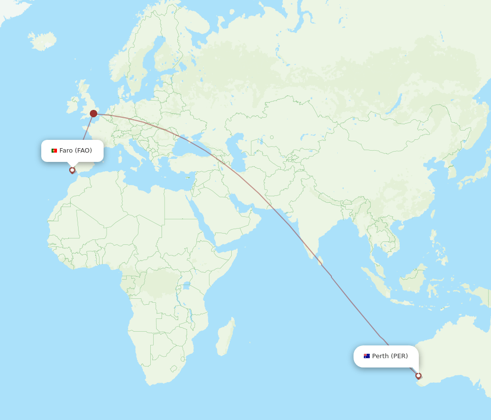PER to FAO flights and routes map