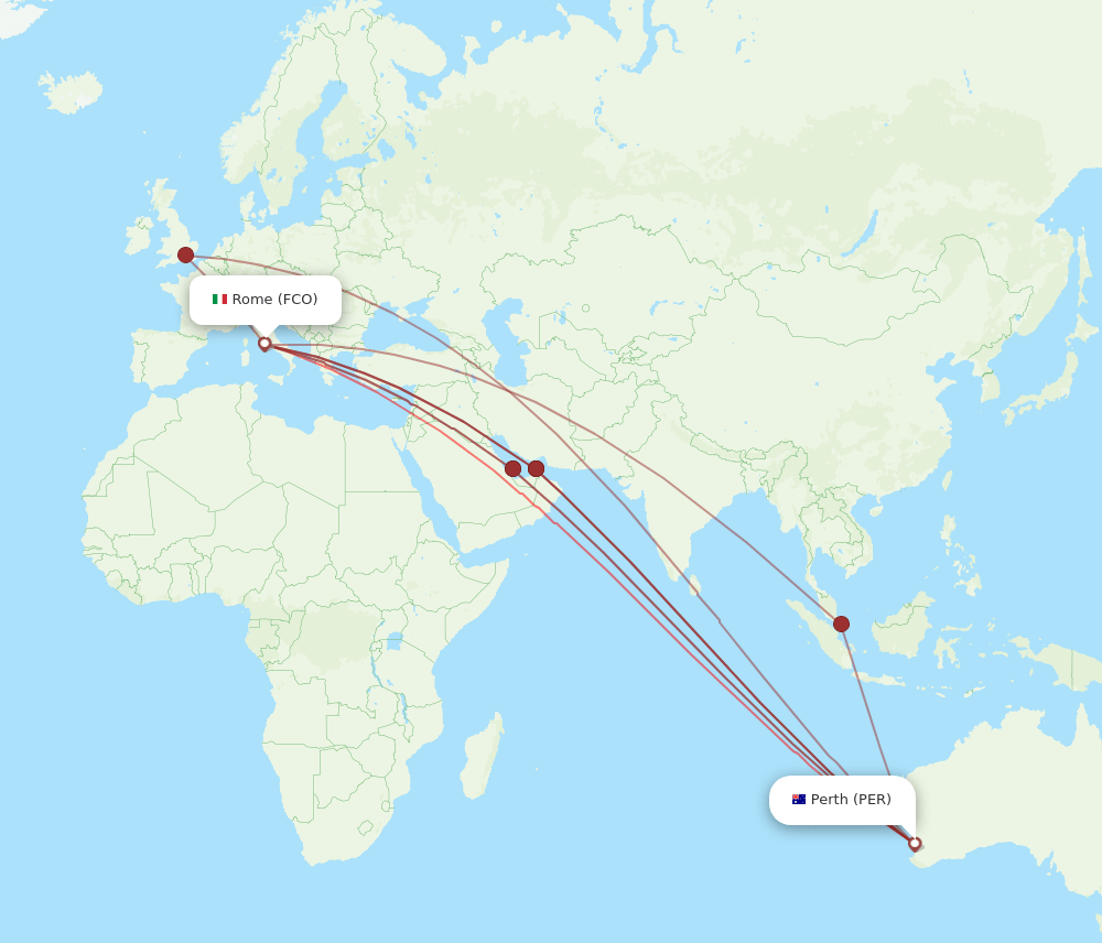 PER-FCO flight routes