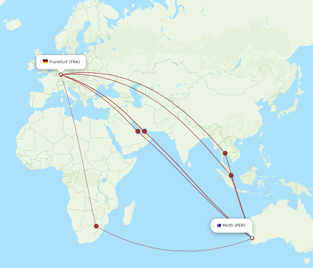 PER-FRA flight routes