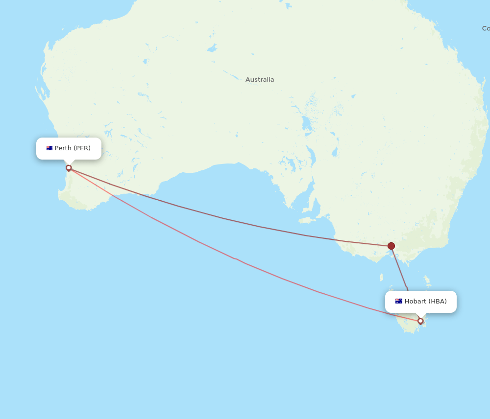 PER-HBA flight routes