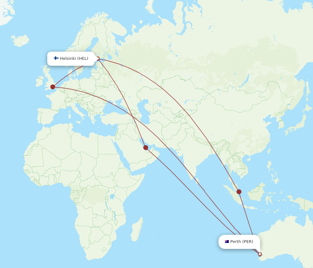 PER-HEL flight routes