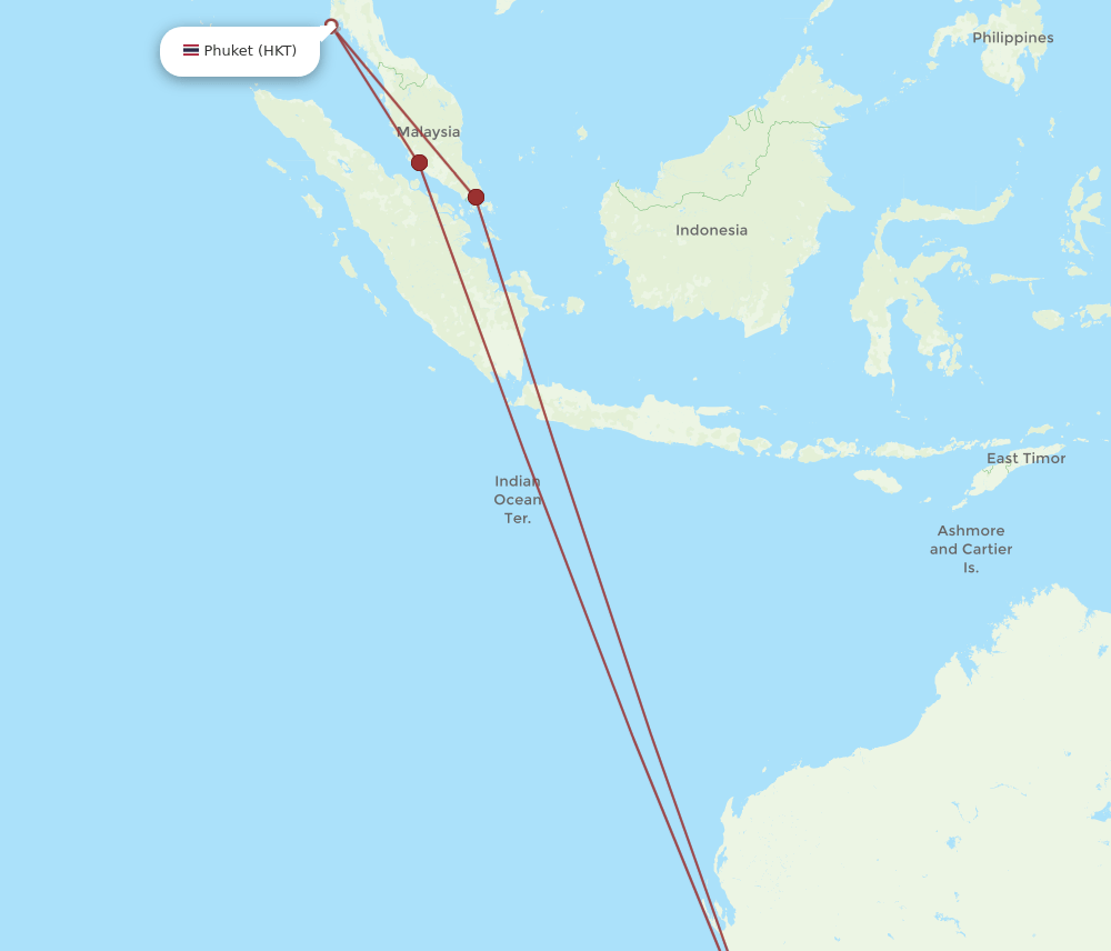 PER to HKT flights and routes map