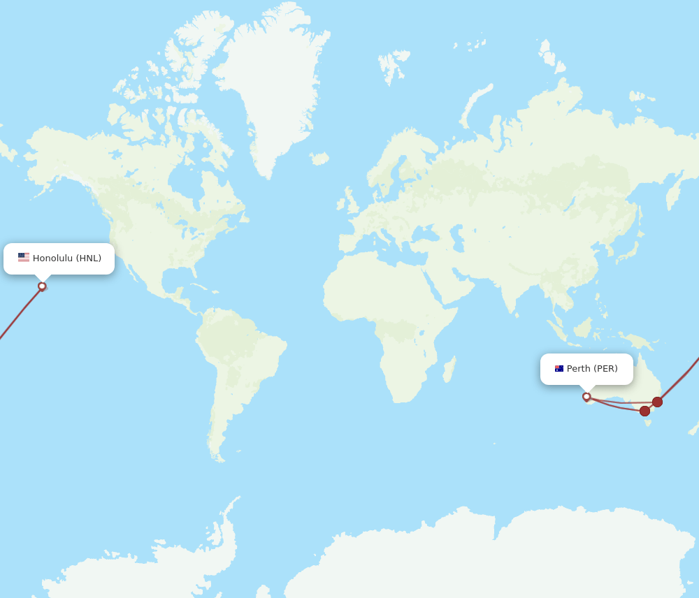 PER to HNL flights and routes map