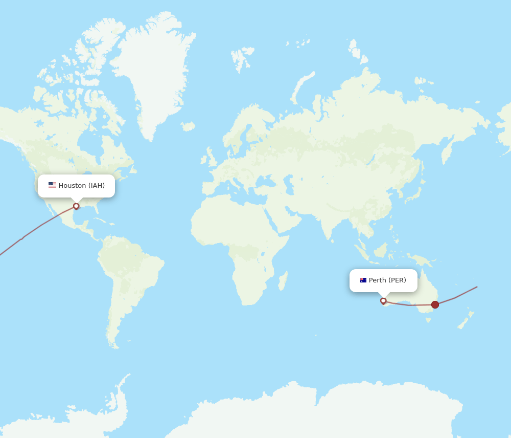 PER to IAH flights and routes map