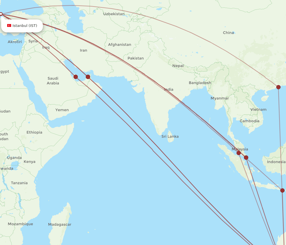 PER-IST flight routes