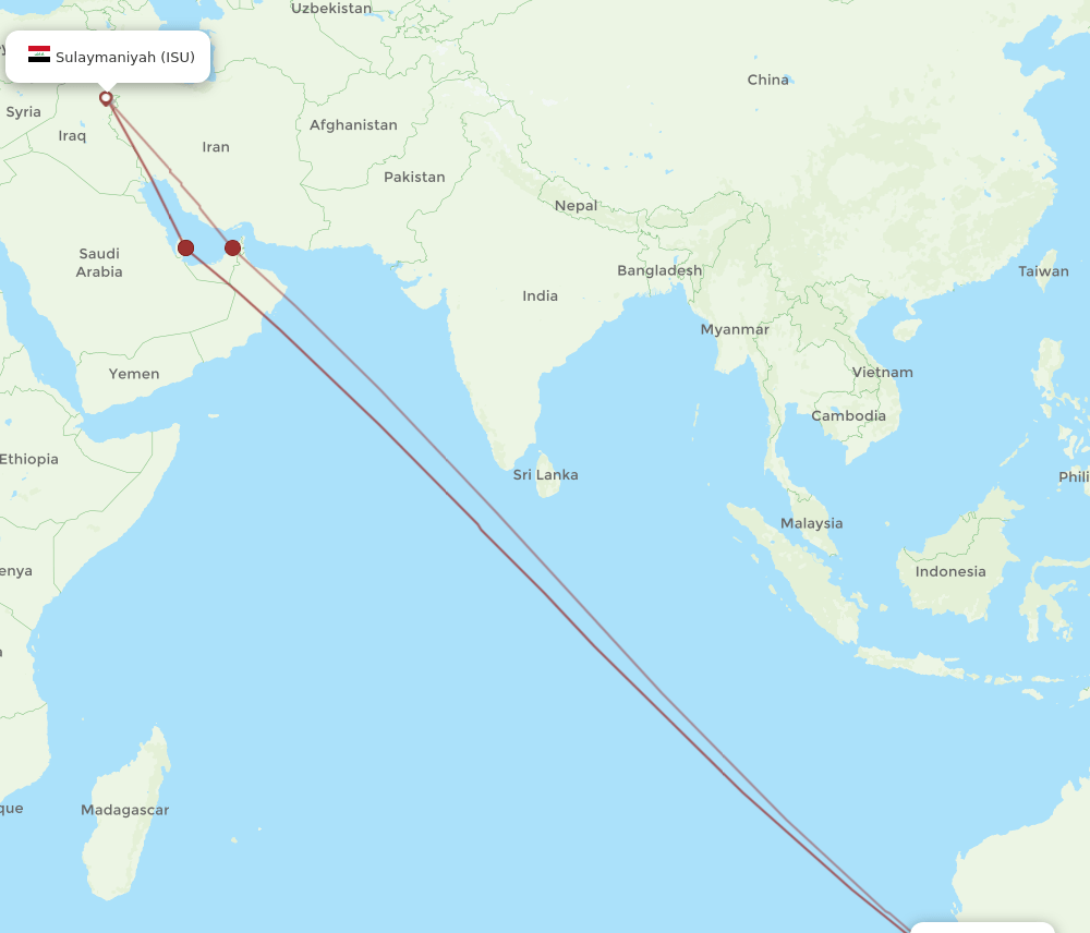 PER-ISU flight routes