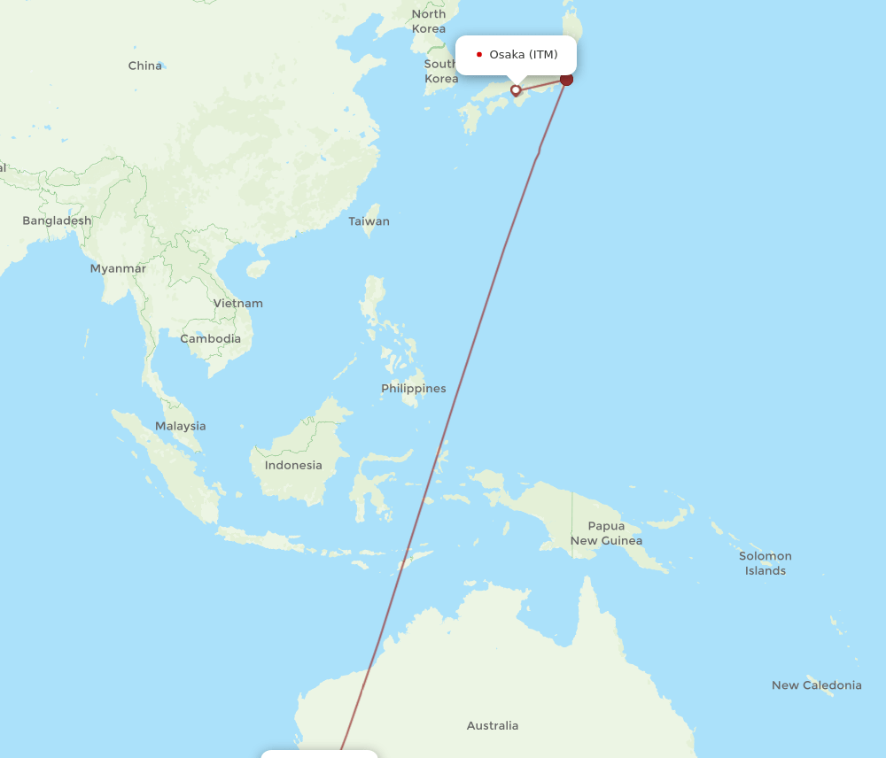 PER to ITM flights and routes map