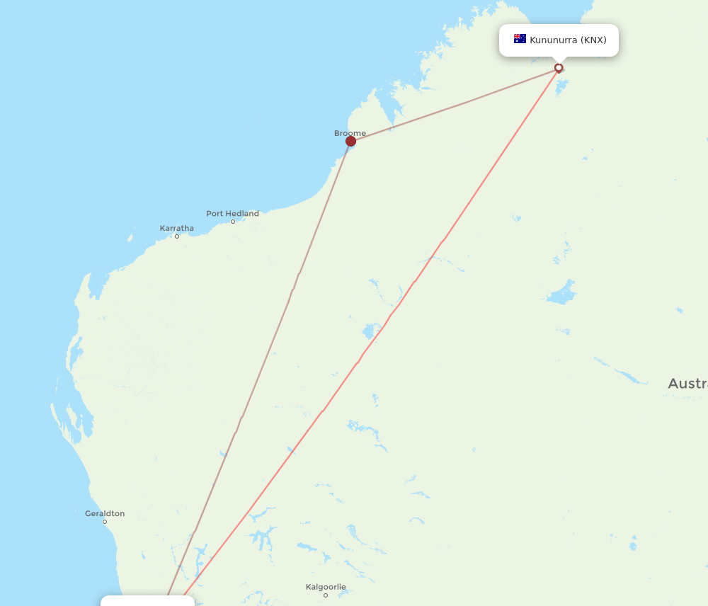 PER to KNX flights and routes map