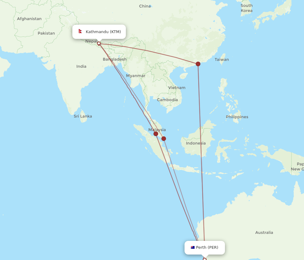 PER-KTM flight routes