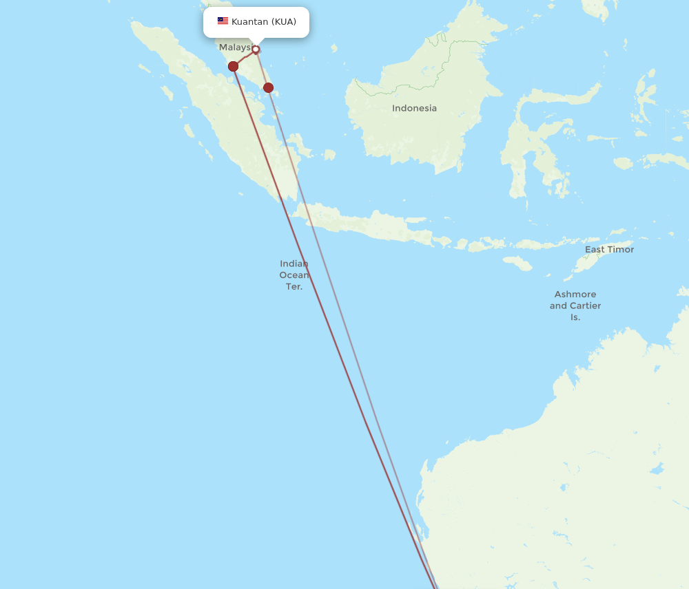 PER-KUA flight routes