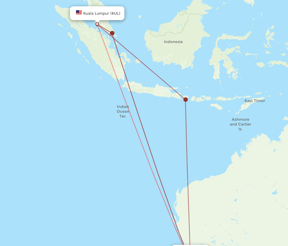 PER to KUL flights and routes map