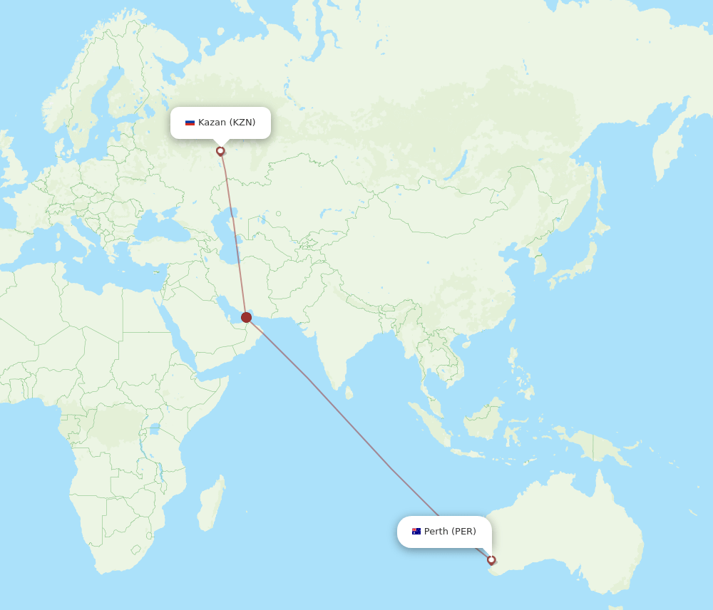 PER-KZN flight routes