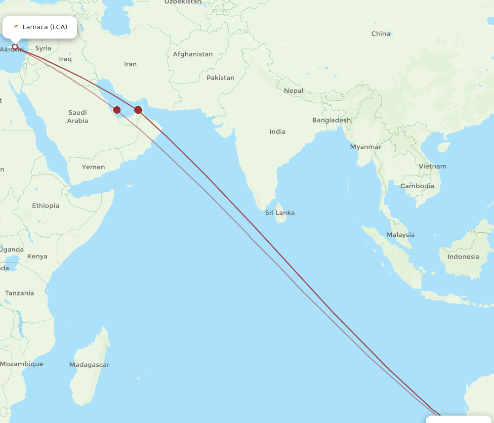 PER-LCA flight routes