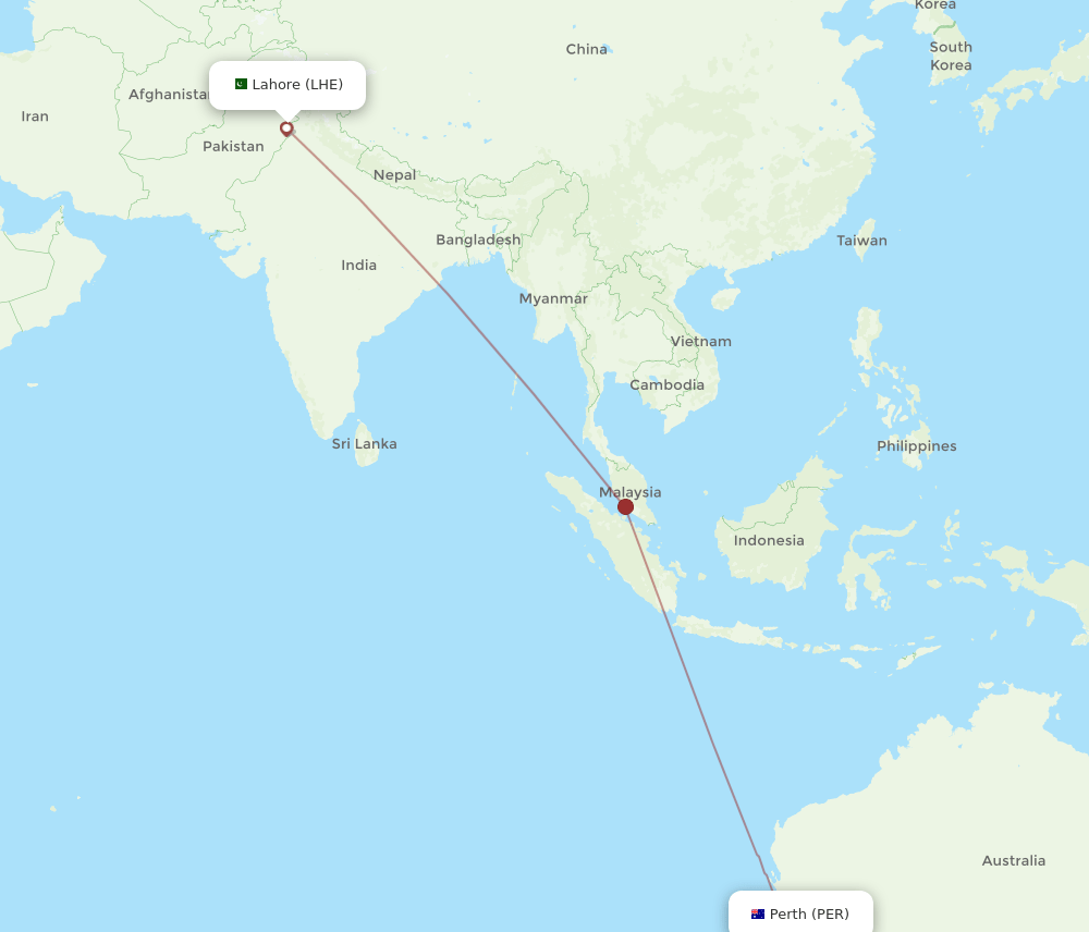 PER-LHE flight routes