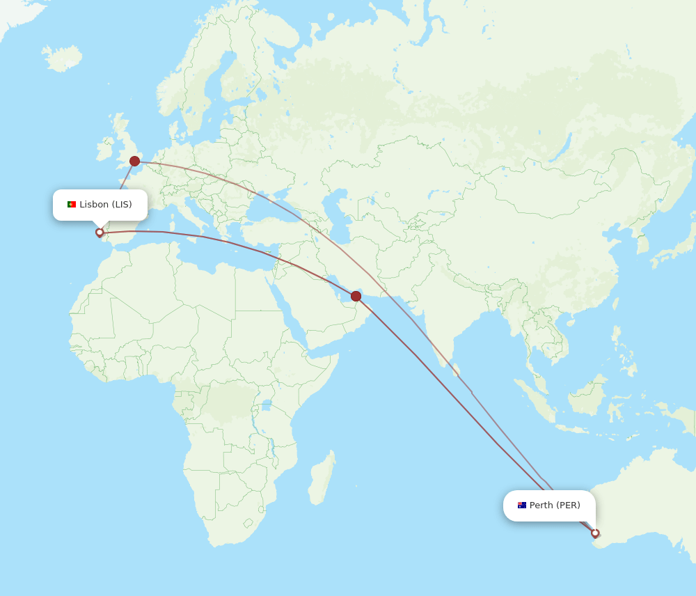PER-LIS flight routes