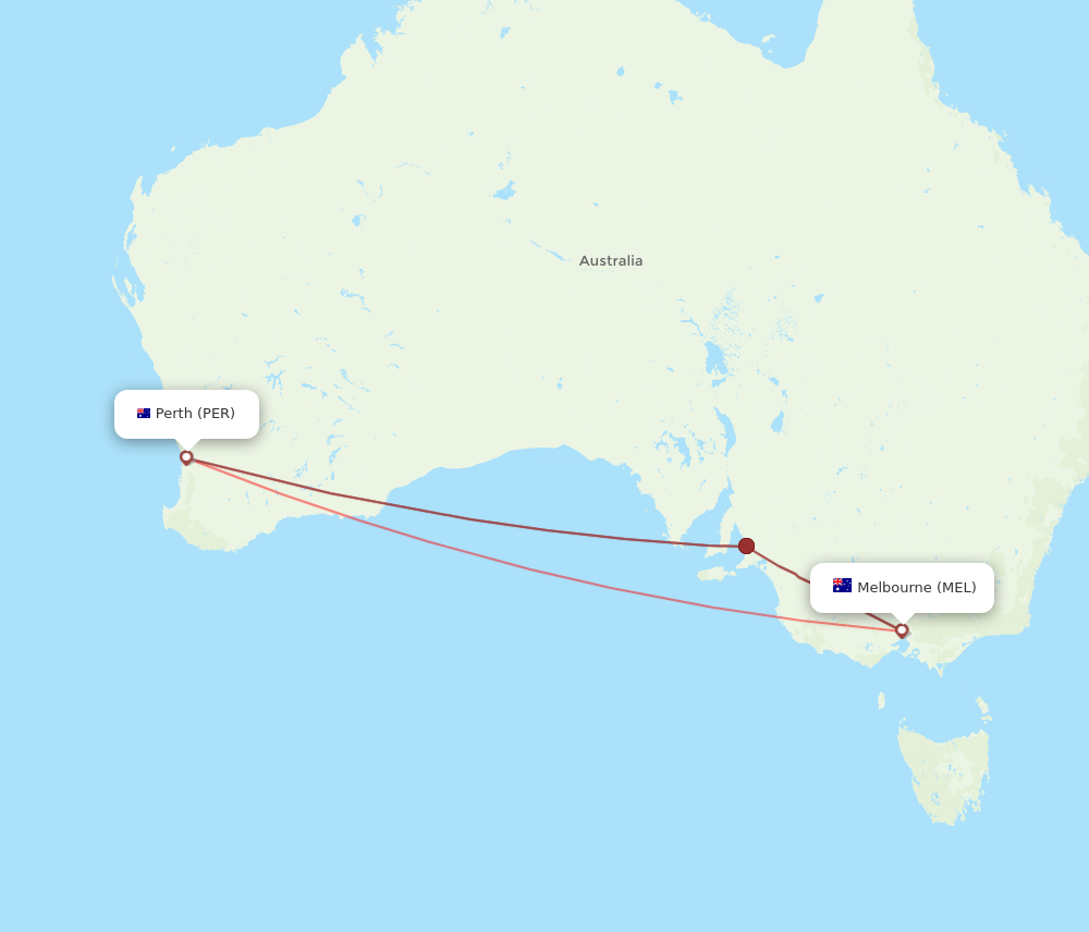 PER to MEL flights and routes map