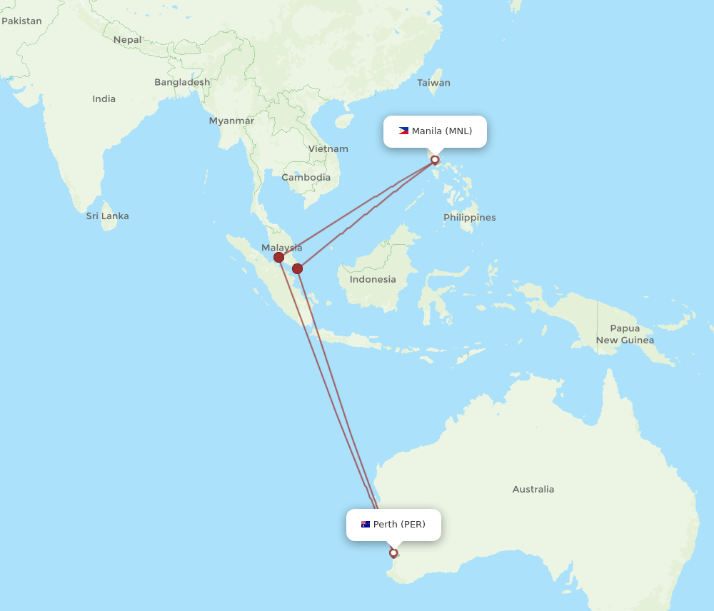 PER-MNL flight routes