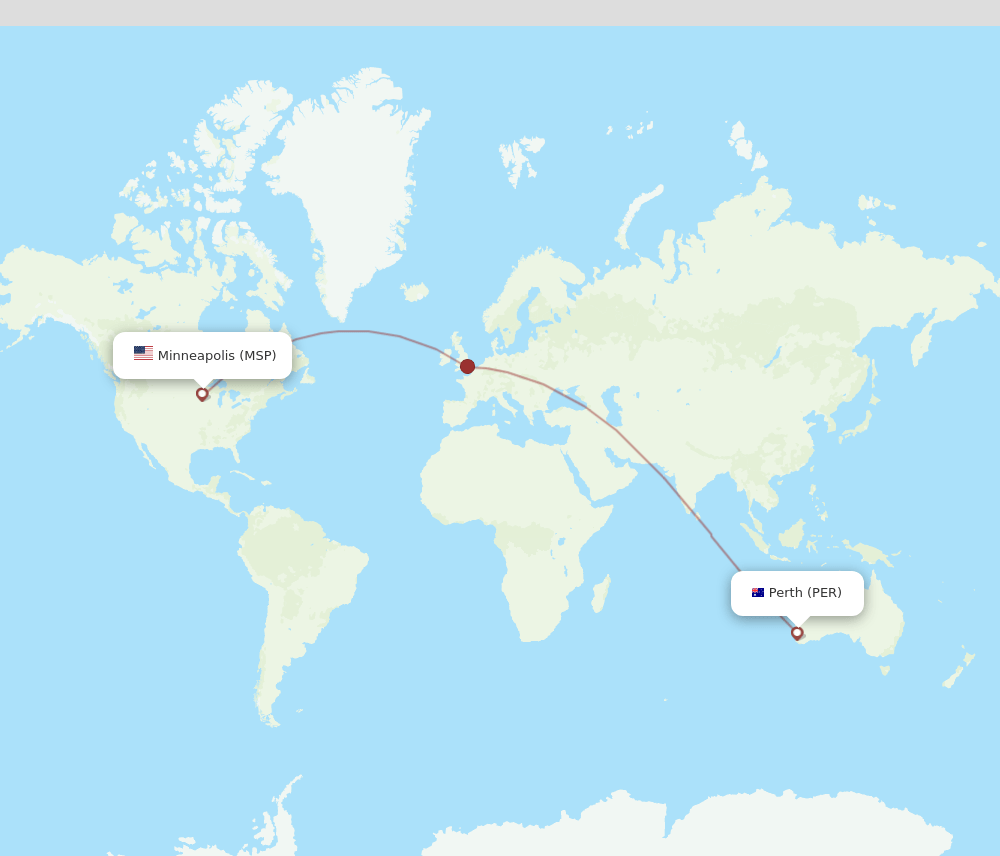 PER to MSP flights and routes map