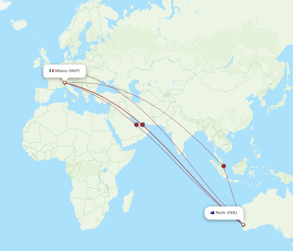 PER-MXP flight routes