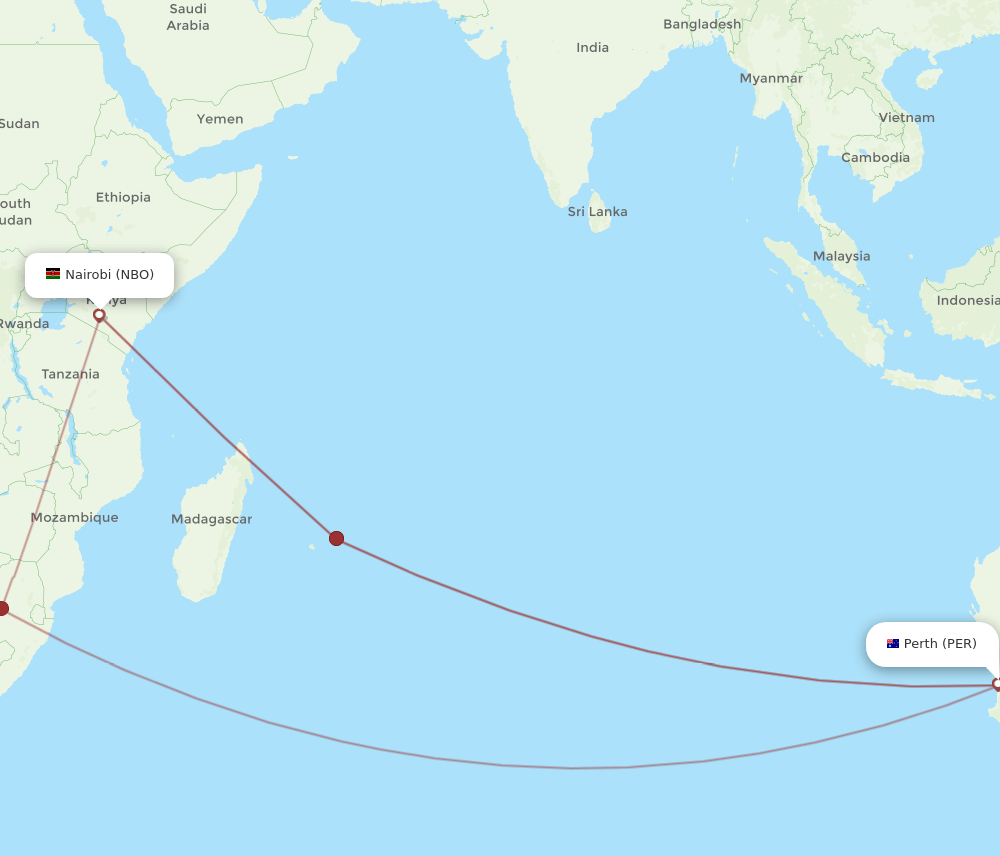 PER-NBO flight routes
