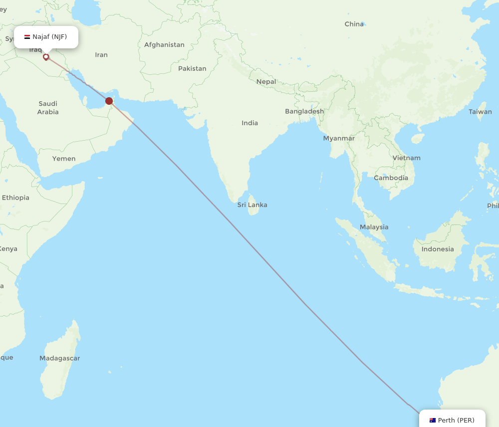 PER-NJF flight routes