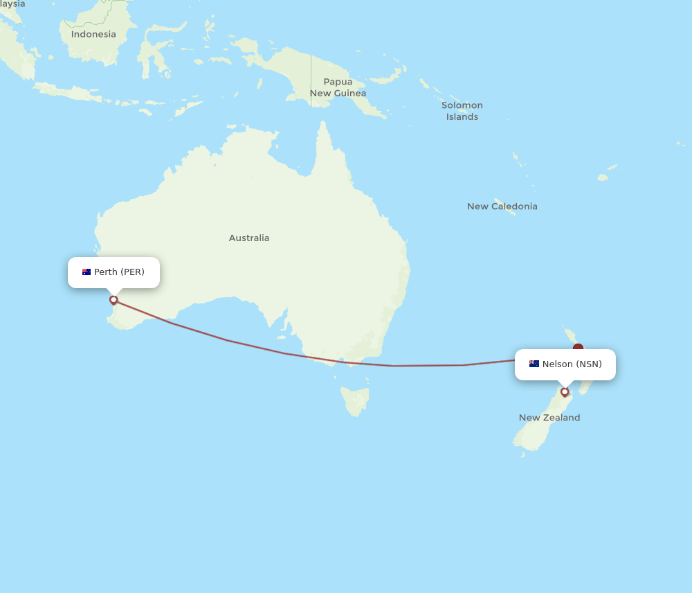 PER to NSN flights and routes map