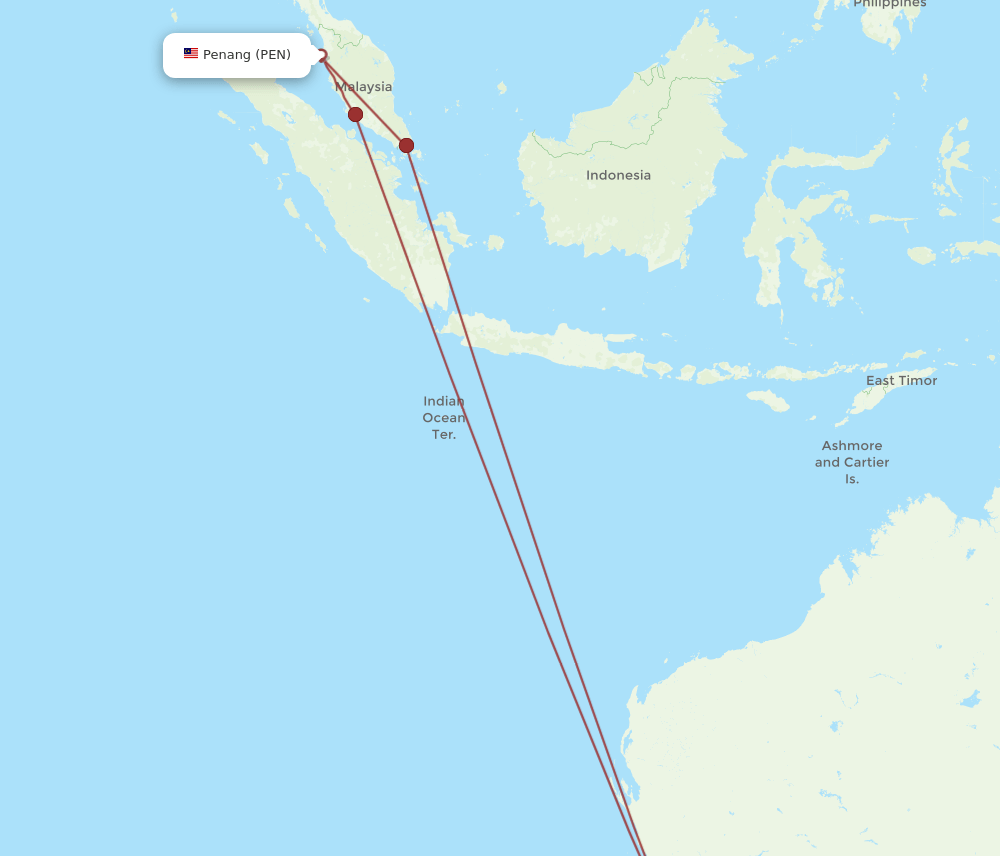 PER to PEN flights and routes map