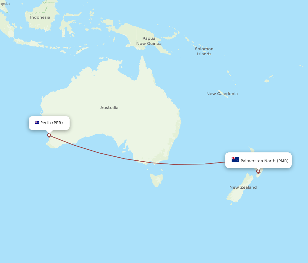 PER to PMR flights and routes map