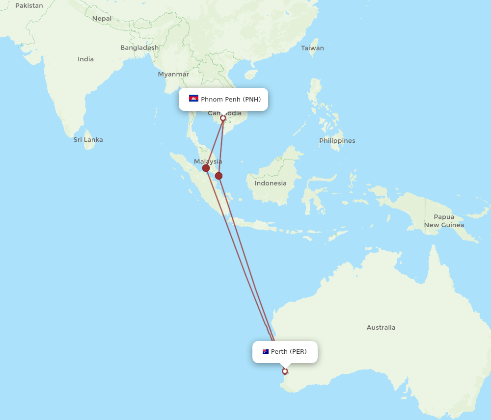 PER-PNH flight routes