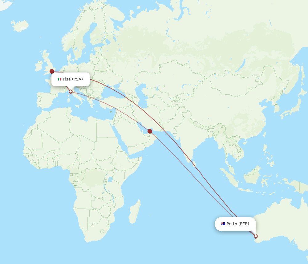 PER to PSA flights and routes map