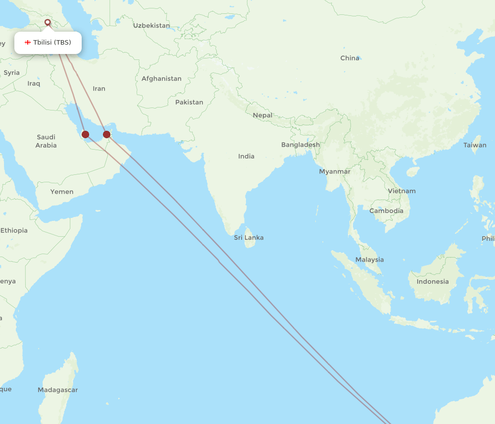 PER-TBS flight routes
