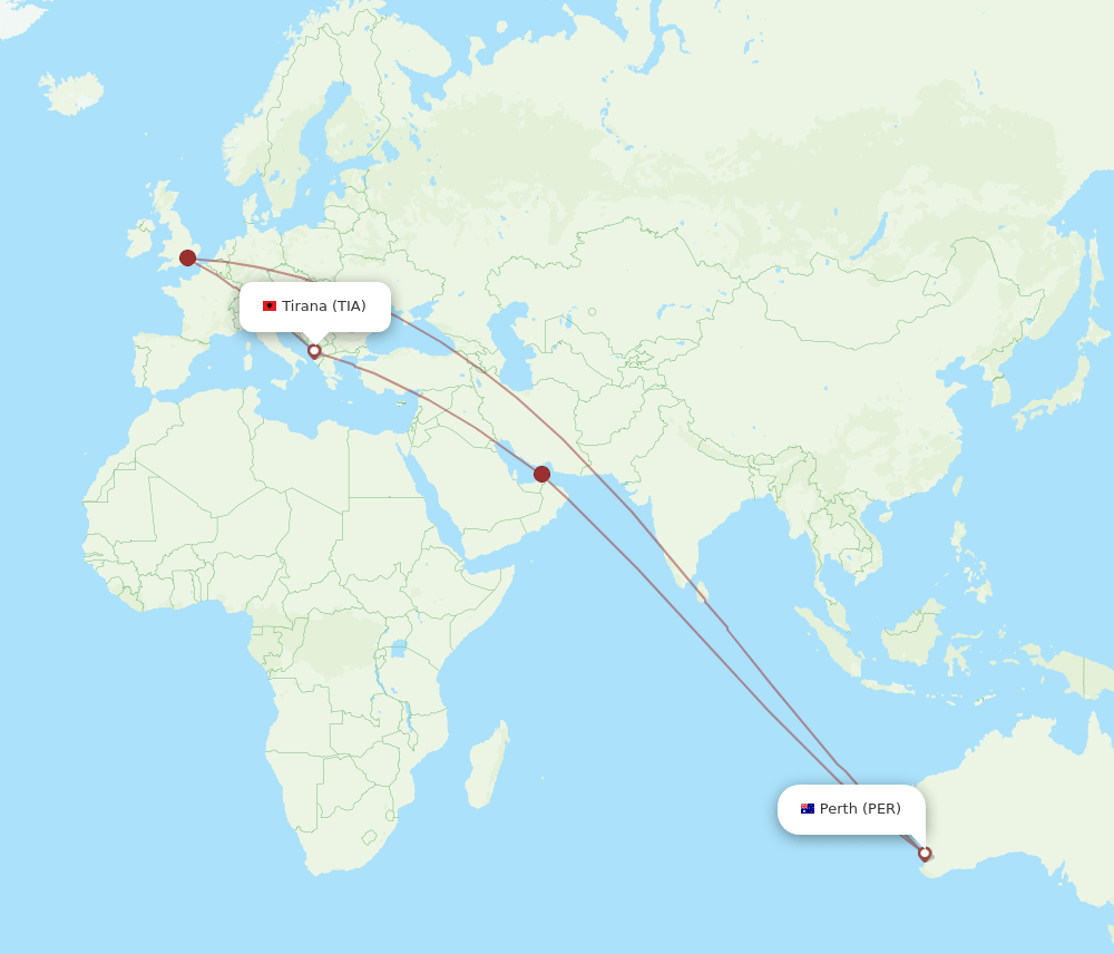 PER-TIA flight routes