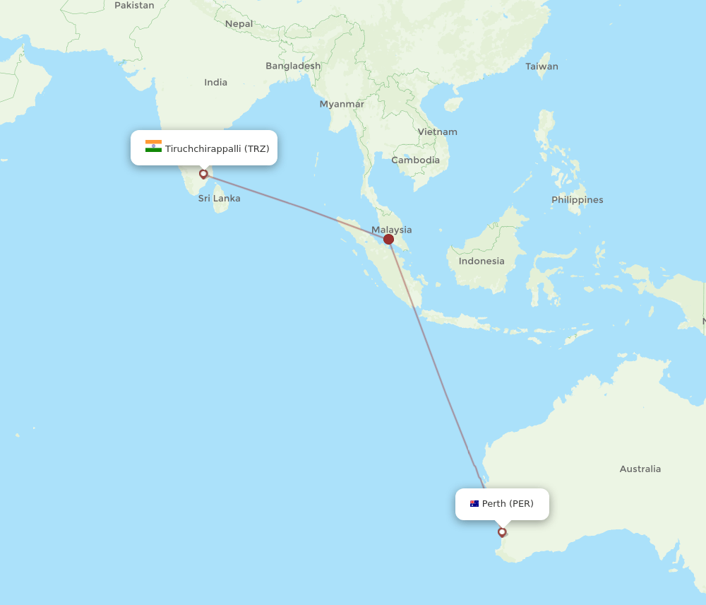 PER to TRZ flights and routes map