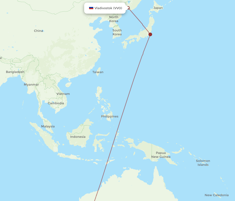 PER to VVO flights and routes map