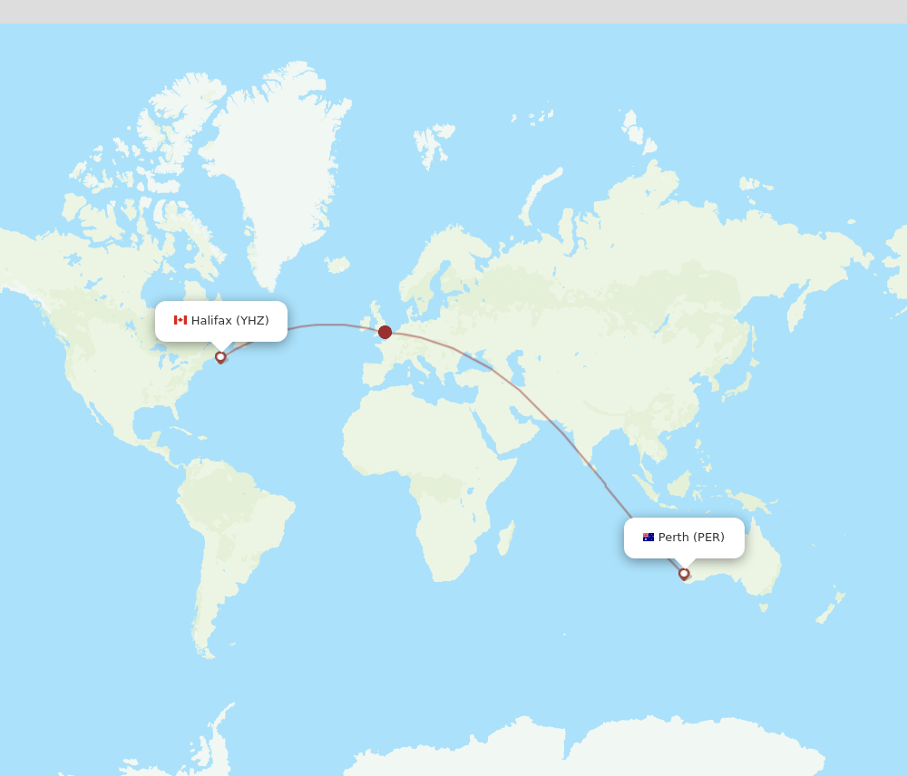 PER-YHZ flight routes