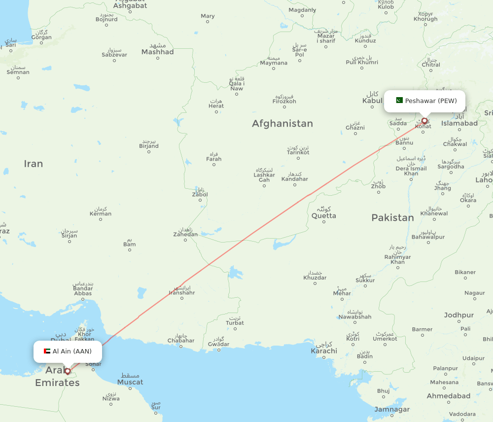 PEW to AAN flights and routes map