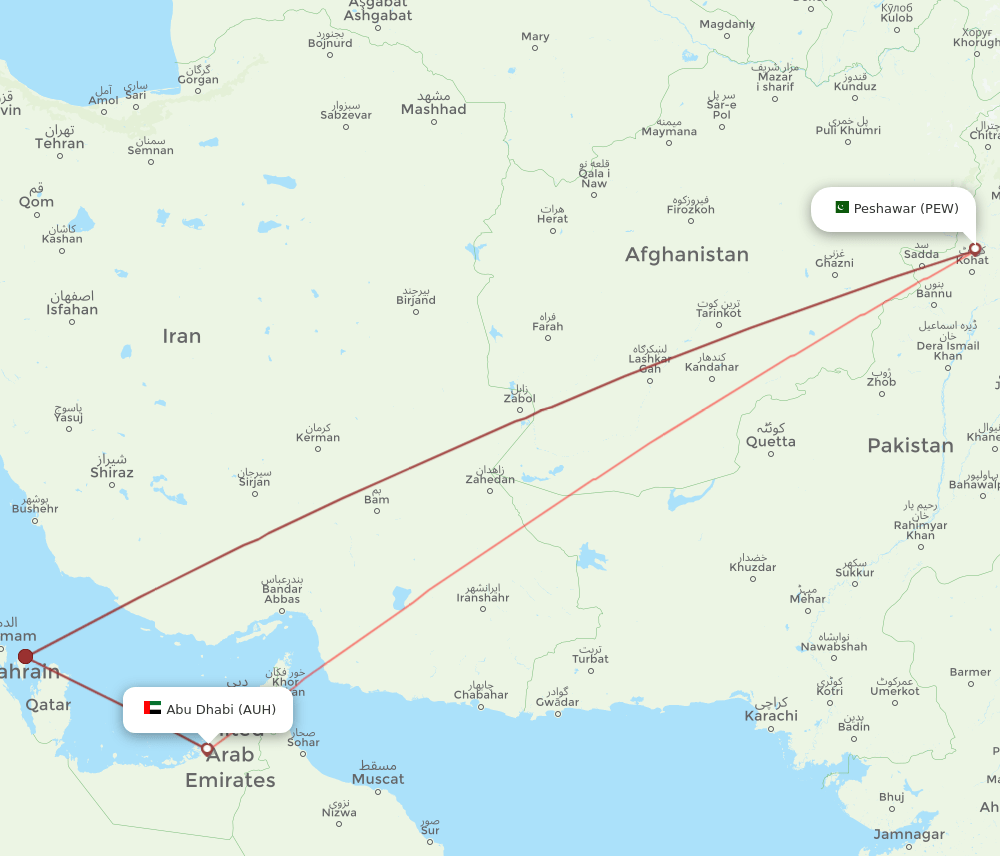 PEW to AUH flights and routes map