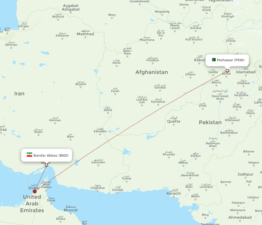 PEW to BND flights and routes map